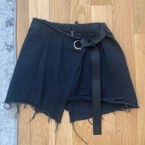 Carmar black denim wrap skirt
